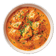A bowl of red sauce with meat and herbs in it. AI generated content