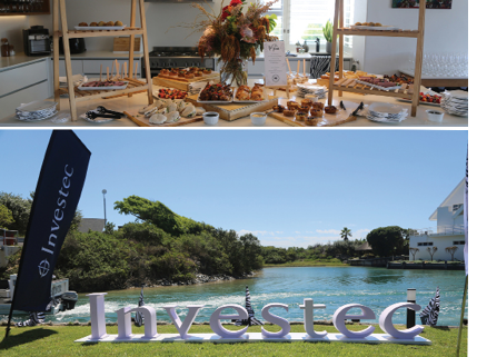 A large sign that says “Investec" is displayed on a grassy area. AI generated content