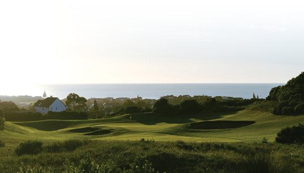 A blue sky with clouds and a green field. AI generated content