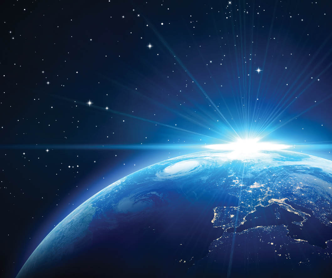 blue sunrise, view of earth from space
